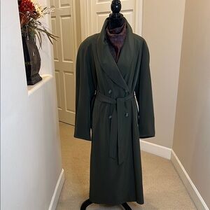 Vintage Ann Klein II Double Breasted Green Trench Coat